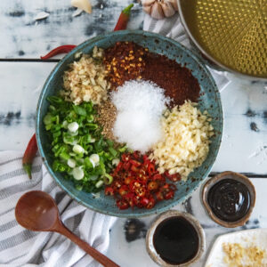 Spicy Garlic and Chili Sauce Oil - Food photography