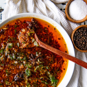 Homemade Chinese Styled Garlic and Scallion Chili Oil - Food photography