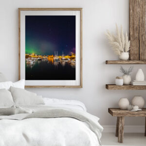 October 10, 2024 Northern Lights over Motif #1 Rockport, Massachusetts - Portrait Mode Astrophotography