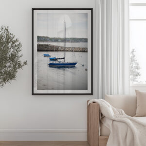 3 Blue Boats – Rockport Harbor MA Fine Art Print | New England Coastal Photography Wall Art