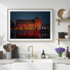 Motif #1 at Night – Rockport MA Fine Art Print | New England Coastal Landmark Photography Wall Art